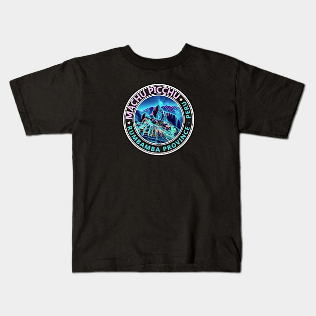 Machu Picchu Peru Ruins 2024 Peru Artistic Neon Graphic Kids T-Shirt by Sambastyles